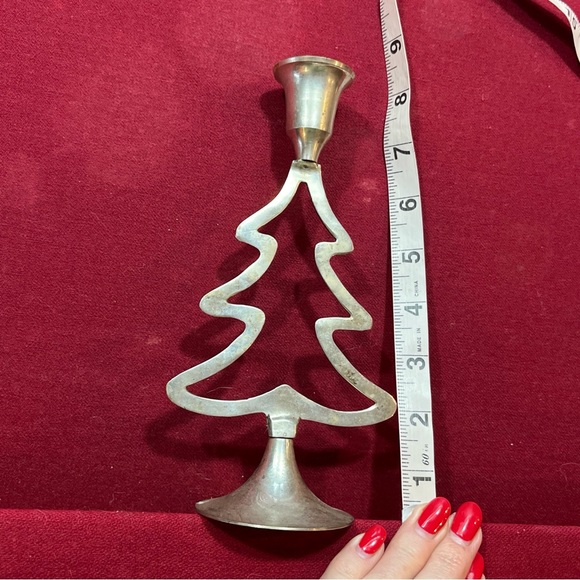 Christmas Tree SILVER Plated Tree Candlestick Holder Vtg International Silver Co - Picture 9 of 11